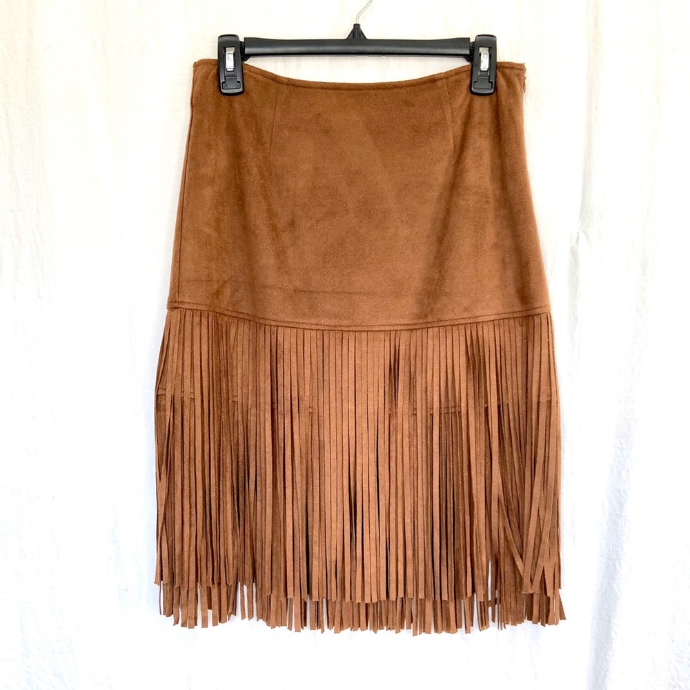 Suede Fringe Skirt